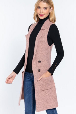 Vest-duplicate Long Vest In Plus And Regular Size With Pockets. Black, Maroon, Dark Gray, Camel, Sky Blue, Light Gray, Chocolate, Mauve