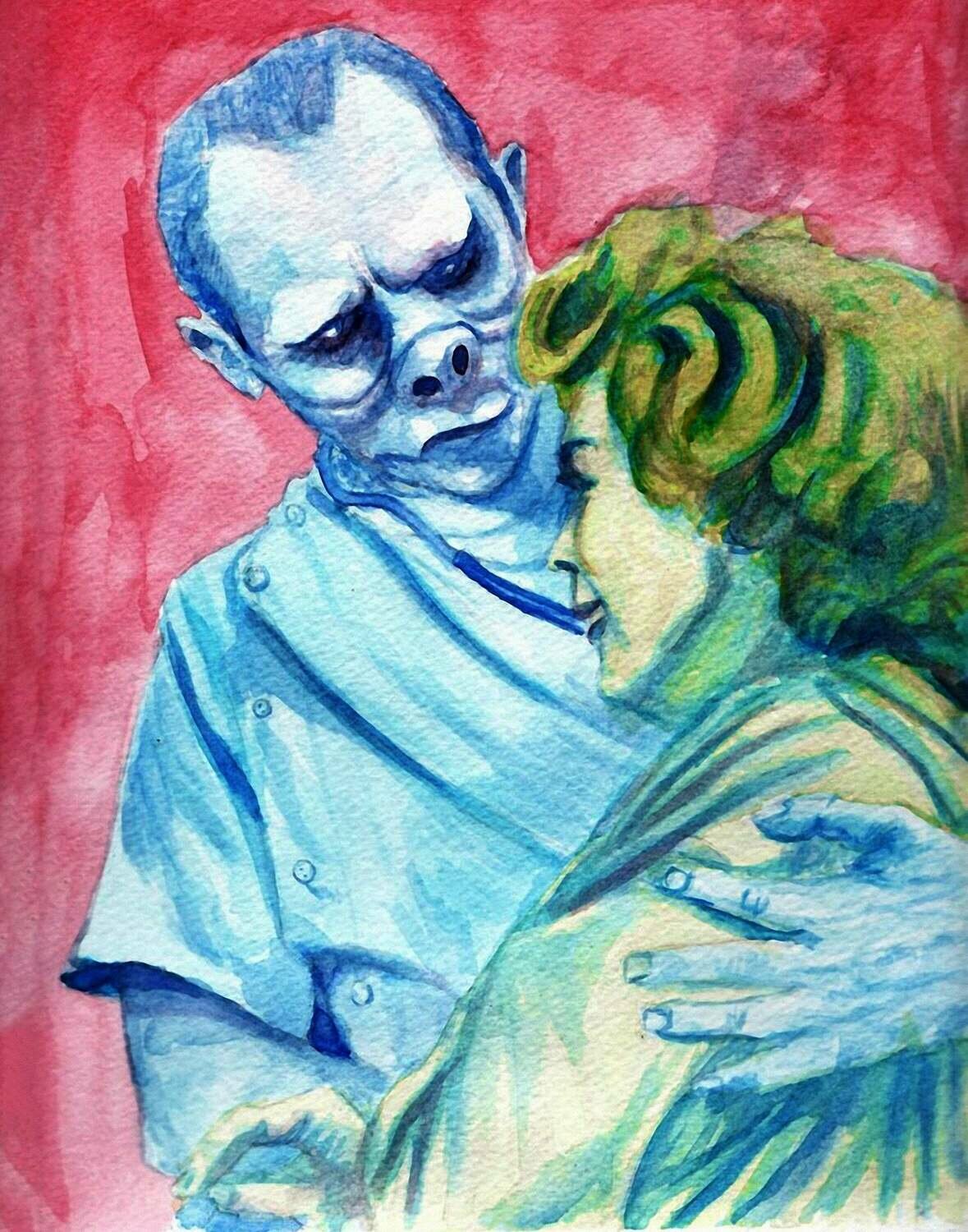 Twilight Zone Eye of the Beholder Watercolor Art Print Twilight Zone Eye of the Beholder Watercolor Art Print