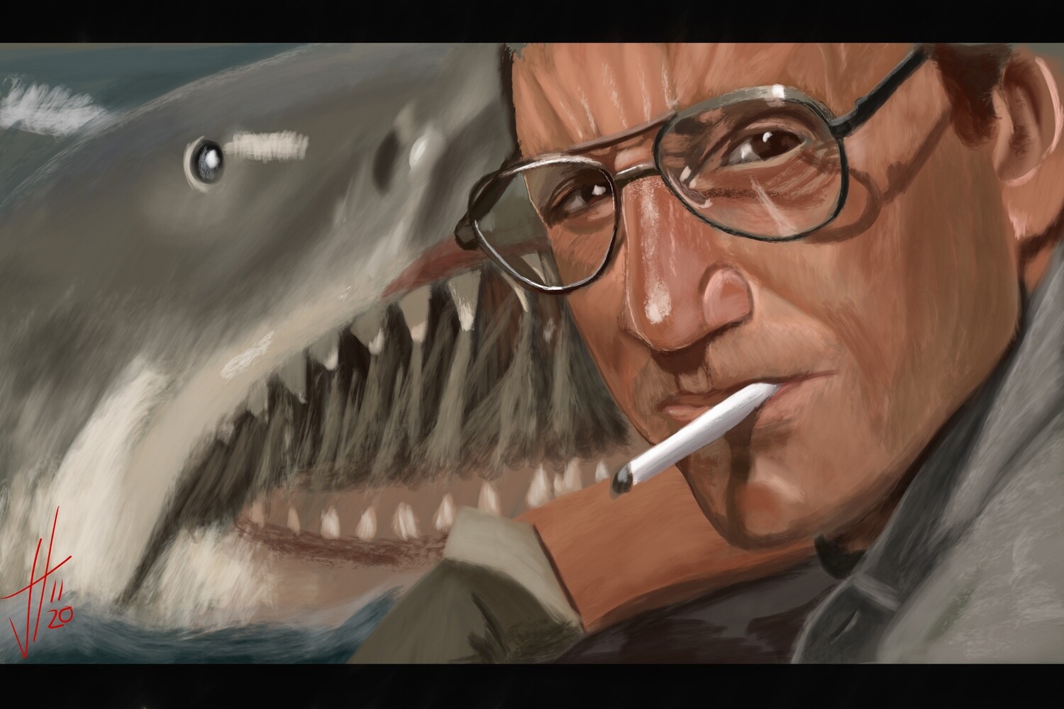 Jaws Roy Scheider Portrait Print Jaws Roy Scheider Portrait Print
