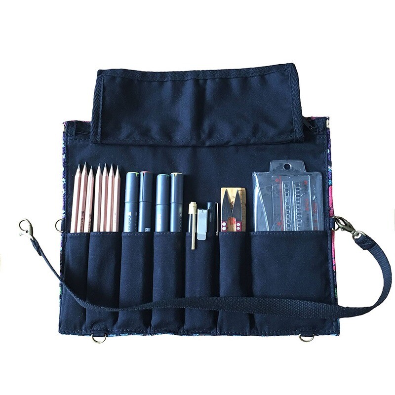 Pencil roll, artist roll,canvas roll,Fabric pencil case, pen roll, canvas tool roll case, paint brush holder, craft tool roll,pencil wrap