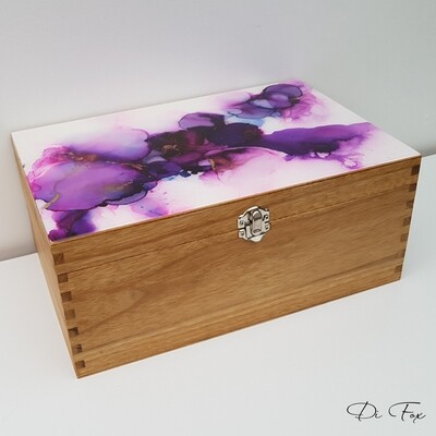 Decorative wooden storage box in Purple Pink & Gold