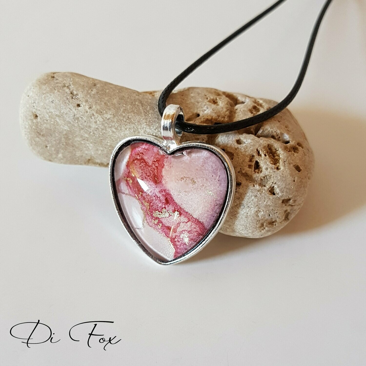 Pale Pink with bright Pink Heart shape pendant necklace