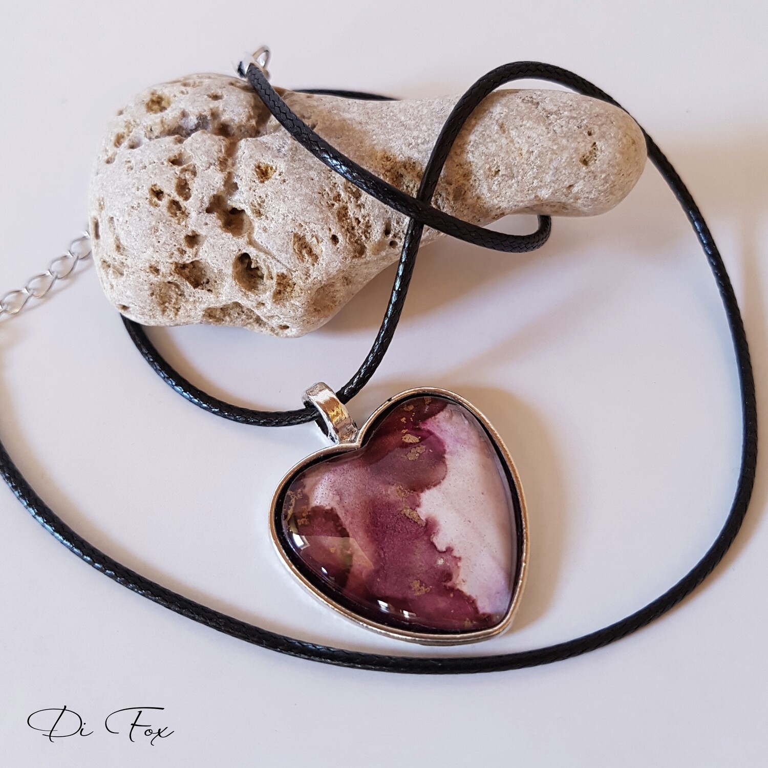 Dark Pink and pale Pink heart shape pendant necklace