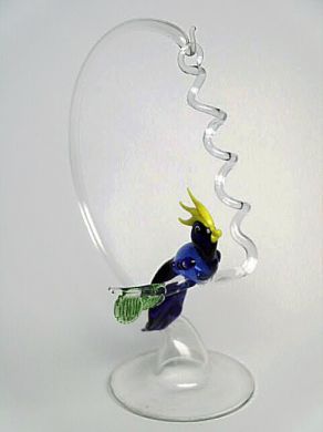 Glass Parrot and Stand