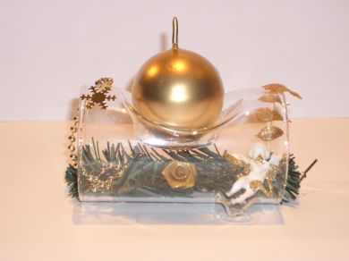 Glass Log Candle Holder - Gold