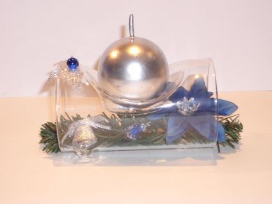 Glass Log Candle Holder - Silver