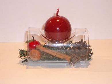 Glass Log Candle Holder - Red