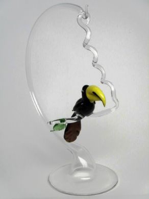 Glass Toucan and Stand
