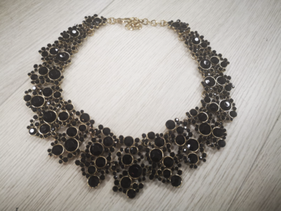 Shauna Black/Gold Statement Necklace
