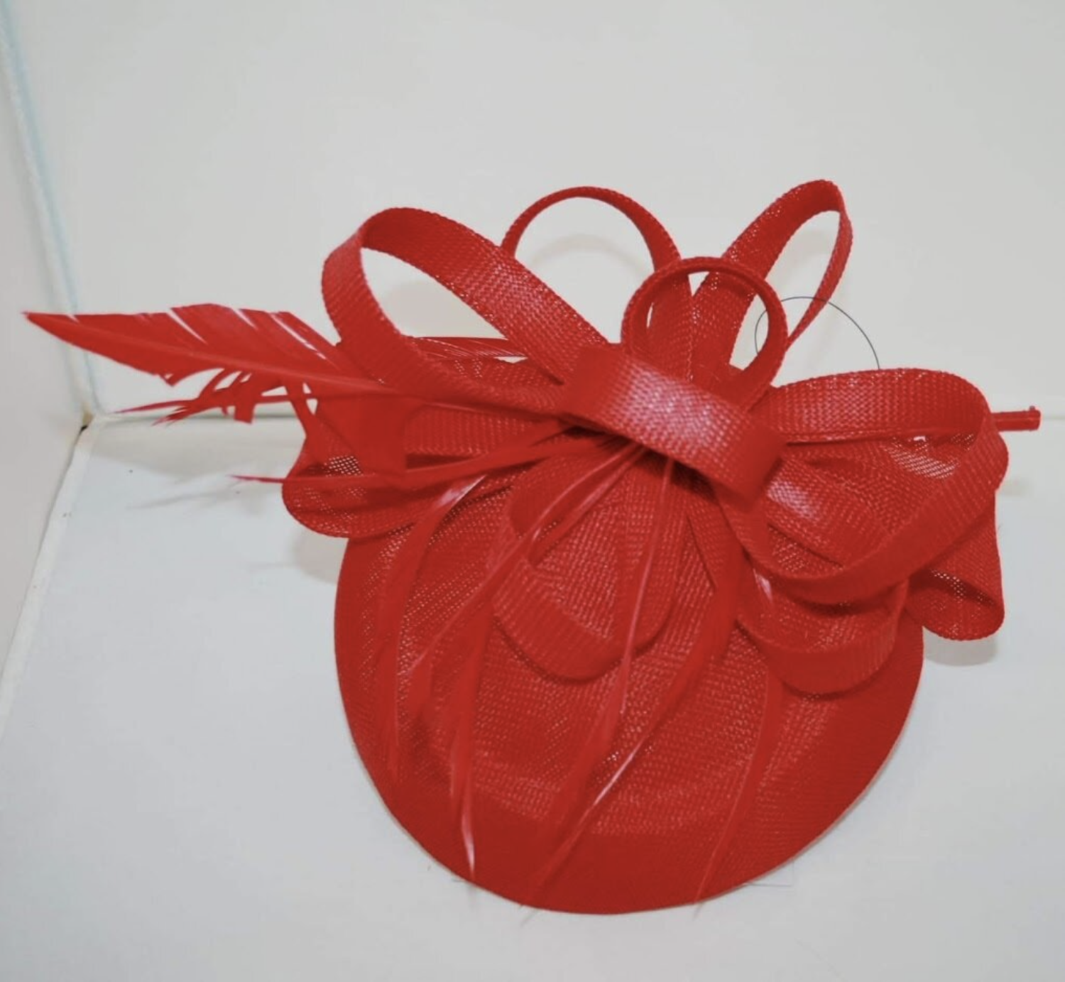 Shauna Looped and Feathered Fascinator, COLOUR: RED MEDIUM