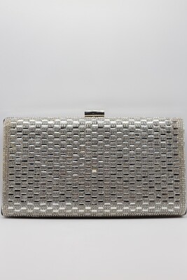 Kylie Silver Baguette Diamante Bag