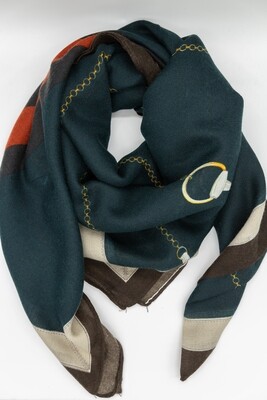 Nila Teal Printed Scarf