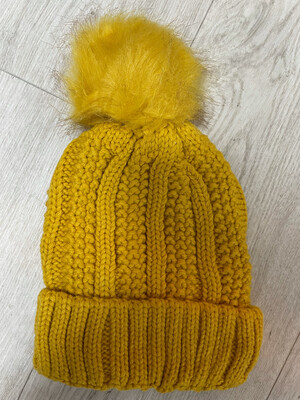 Cathy Mustard Pom Pom Hat