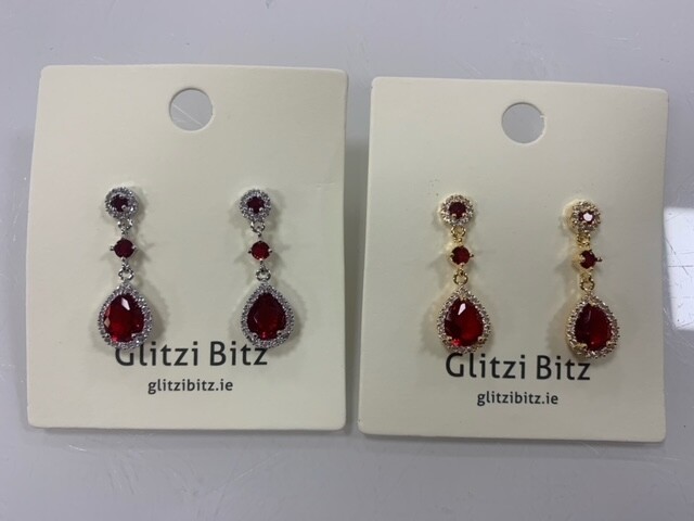 Medium Drop Red Earrings