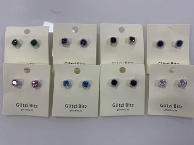 Coloured Stud Diamond Earrings