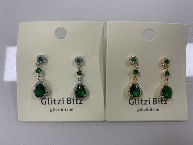 Medium Drop Green Earrings
