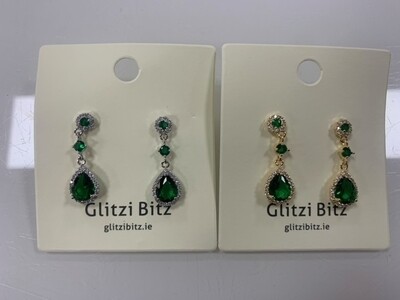 Medium Drop Green Earrings