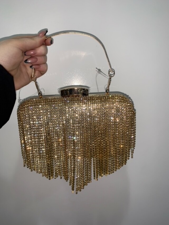 Diamanté Fringe Handle Bag