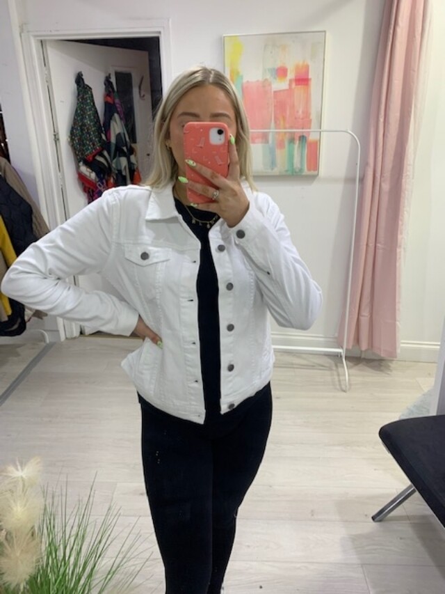 Freequent White Denim Jacket