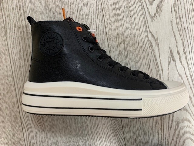 Refresh Black Leather High Top Trainer