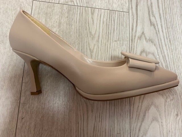 Leather Look Nude Buckle Toe Heel