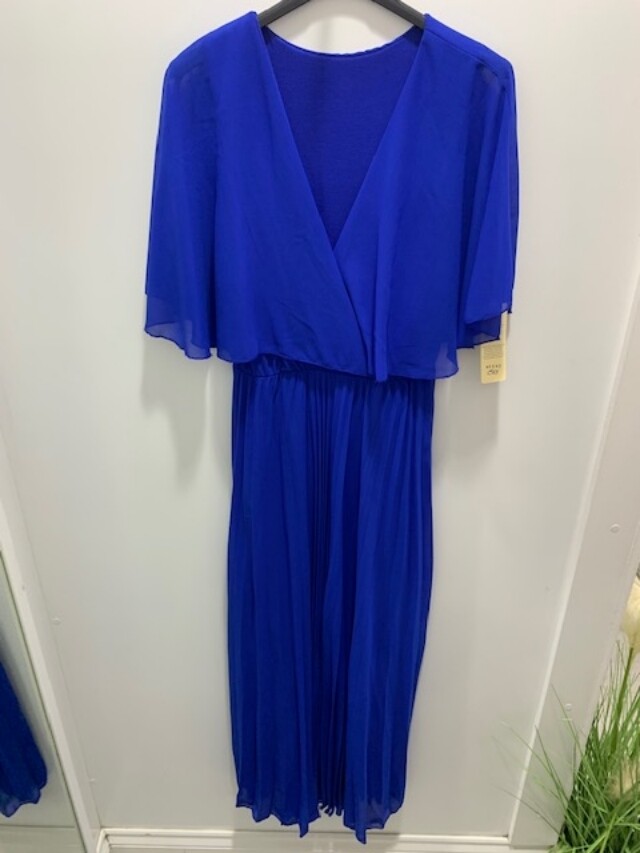 Royal Blue Cape Style Midi Dress