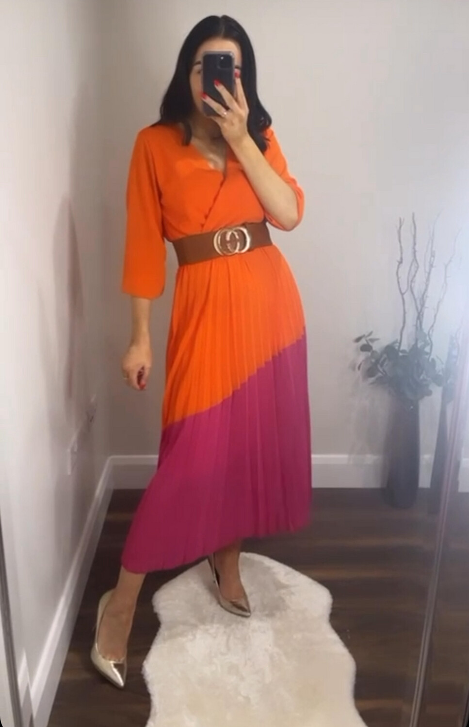 Pam 2 Tone Pleat Dress