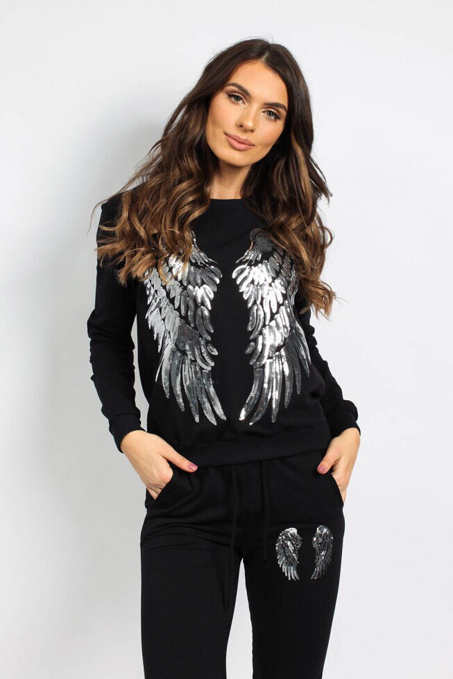 large angel wing slogan 2 piece tracksuit