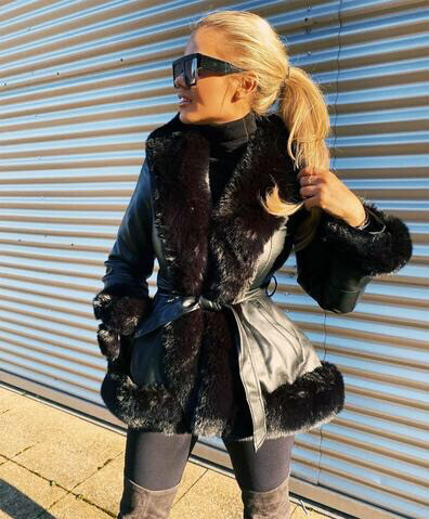 faux fur trim long line coat (as seen on katie price!!)