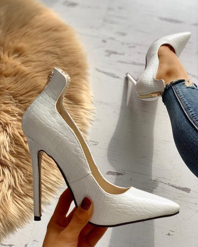 snake print zip up stiletto court shoe