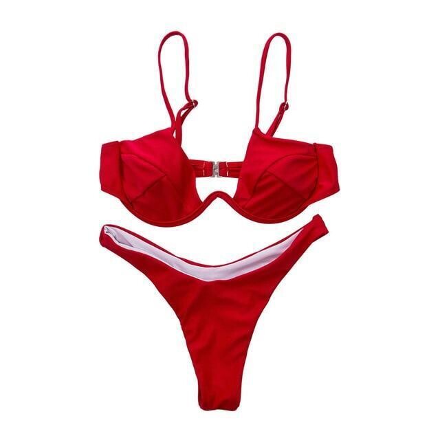 Women Fashion Padded Bra Bikini Set