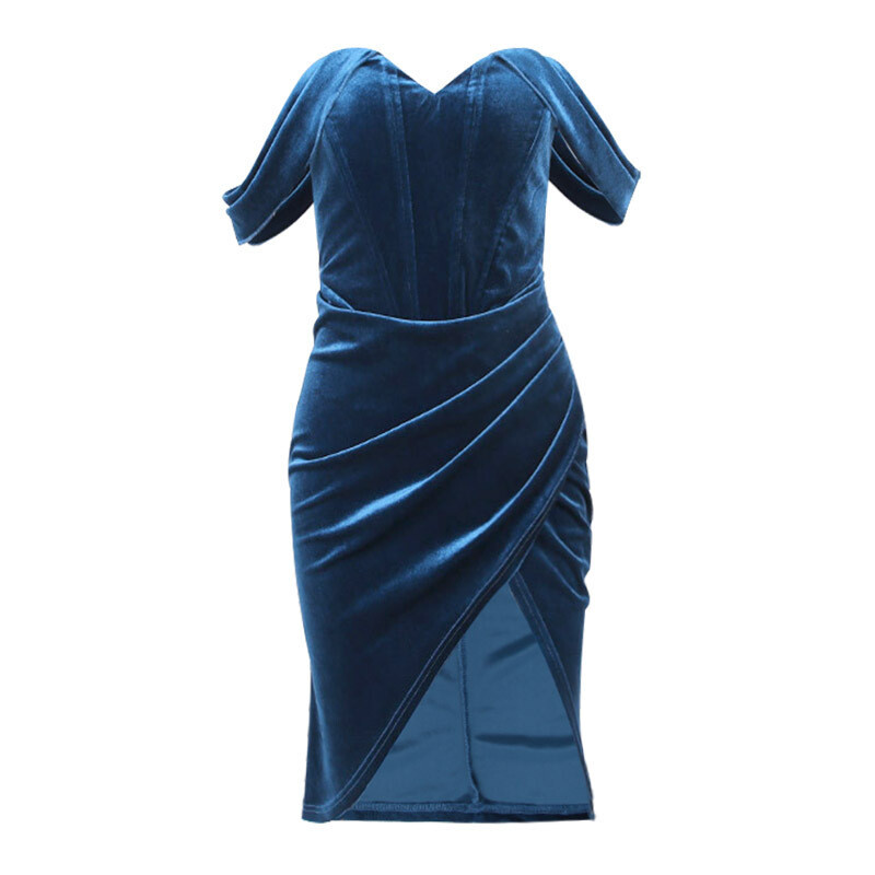 velvet slit dress high waist cocktail dress