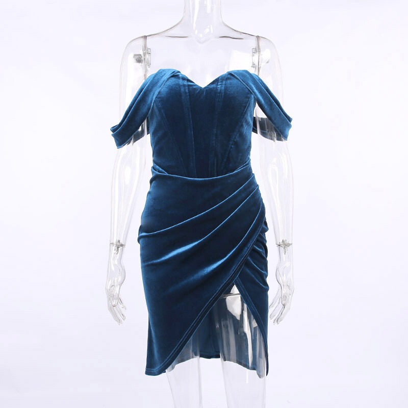 velvet slit dress high waist cocktail dress