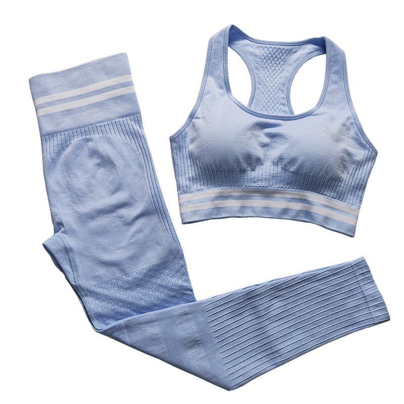 Gym Fitness Leggings and Top Set with stripes