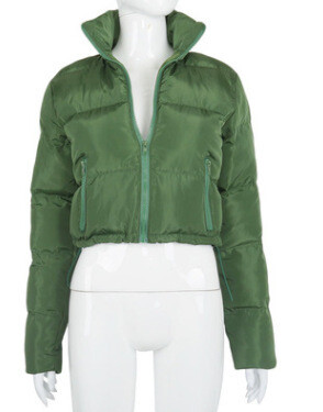  stand-up collar puffa cropped jacket