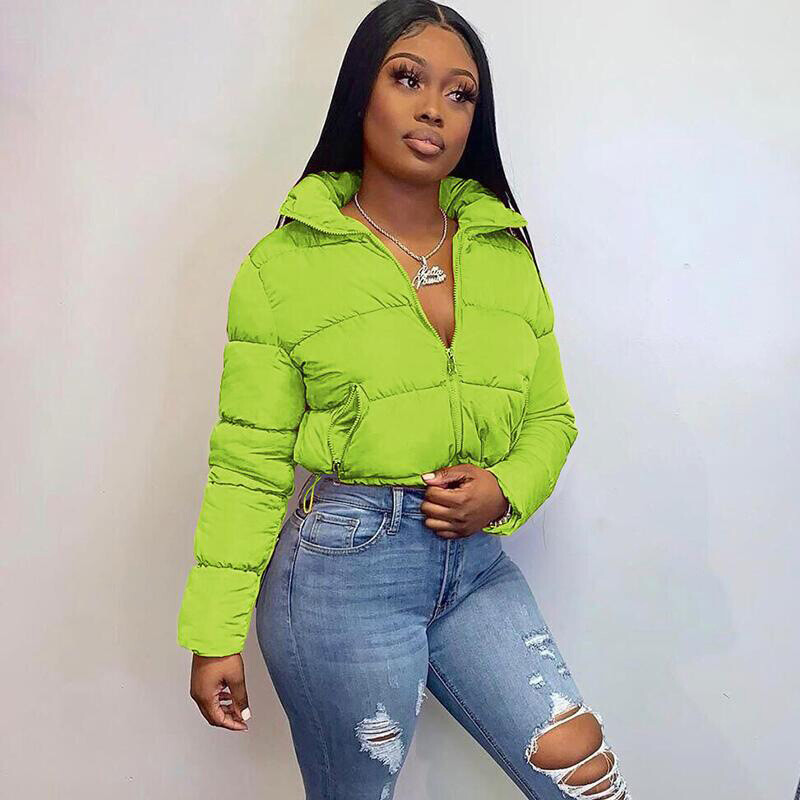  stand-up collar puffa cropped jacket