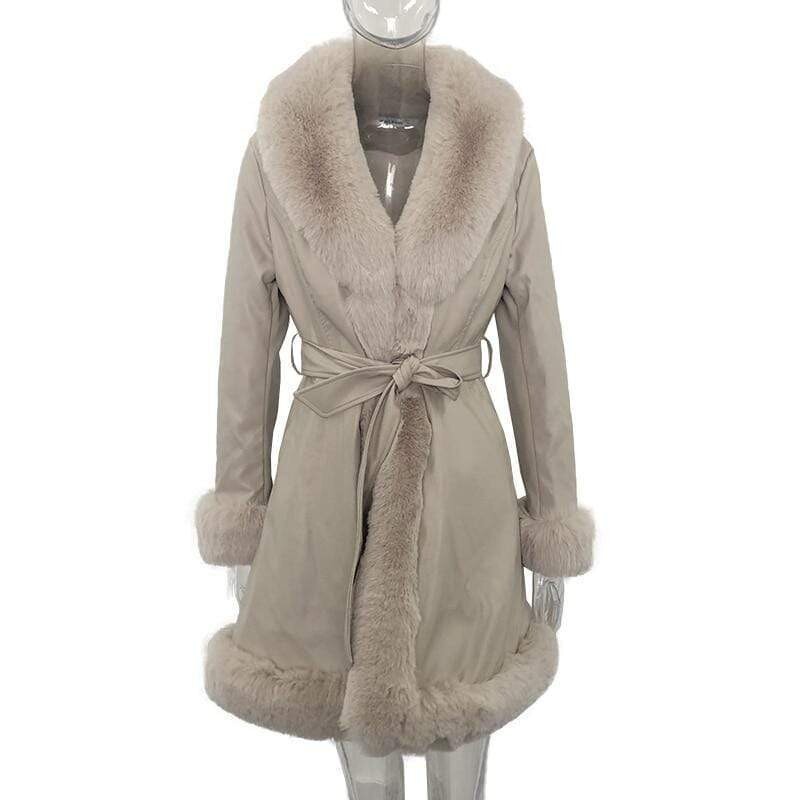 Women&#39;s rabbit-like fur waist warm jacket
