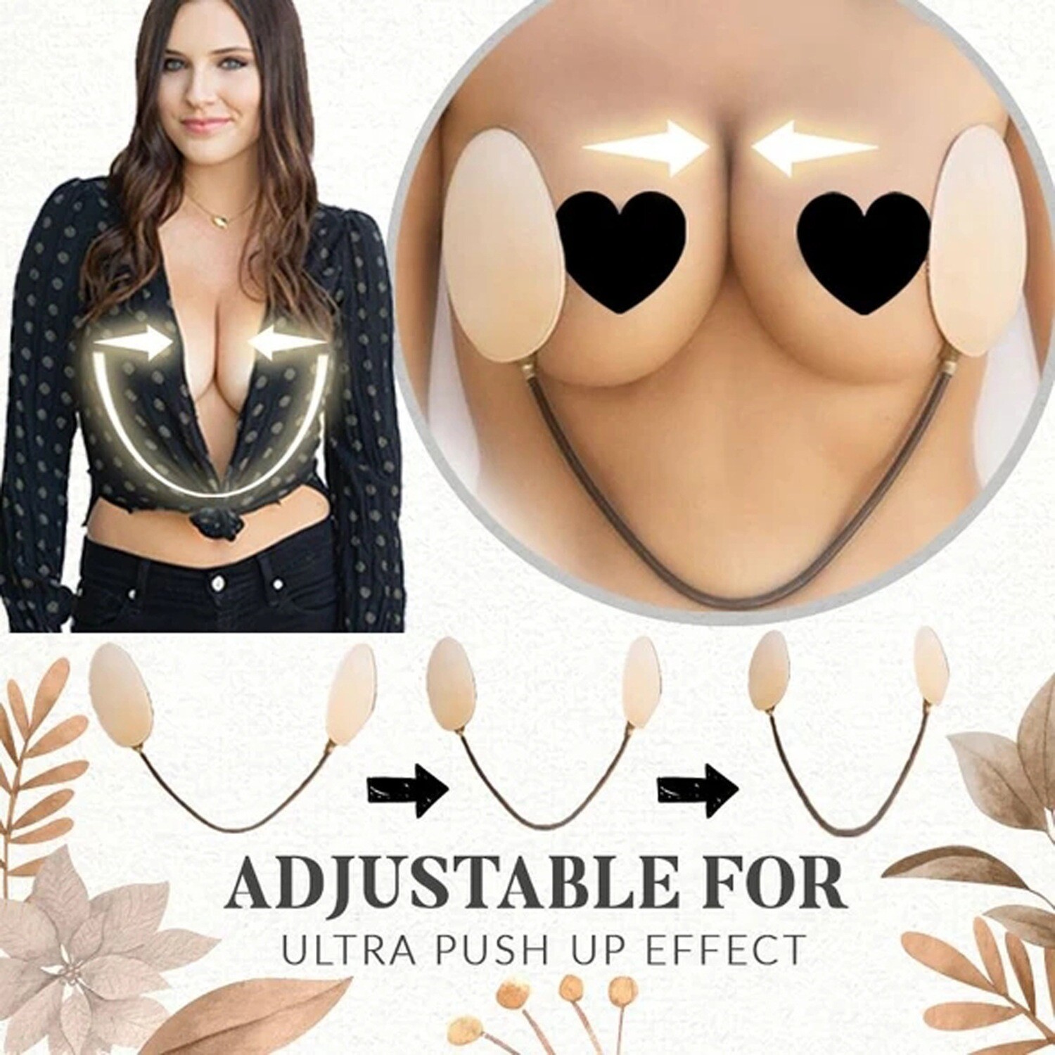 Frontless Bra Shaper Breast Patch Adjustable Thin Silicone Anti-Bump Solid Breast Patch