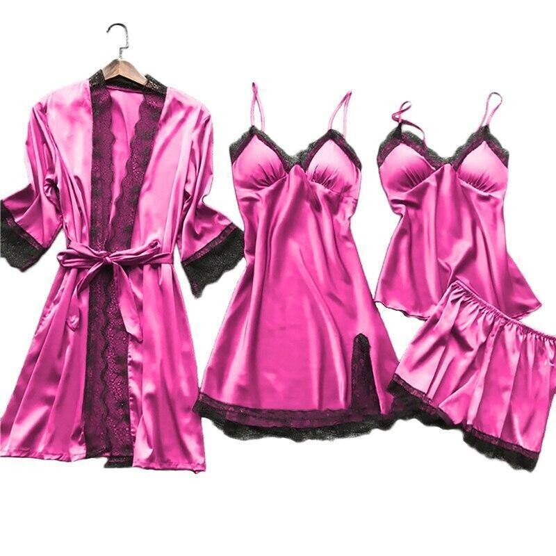  Pyjamas Sets Satin Sleepwear Silk Pieces