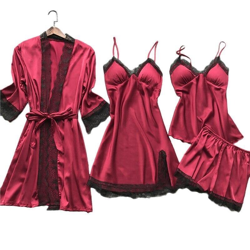  Pyjamas Sets Satin Sleepwear Silk Pieces