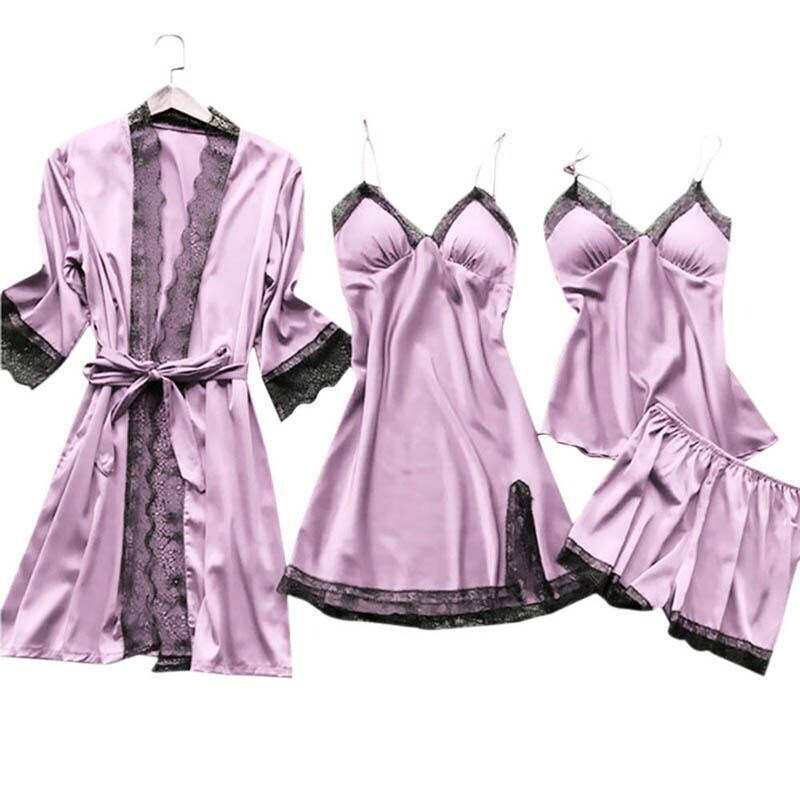  Pyjamas Sets Satin Sleepwear Silk Pieces