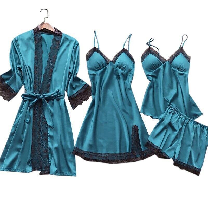  Pyjamas Sets Satin Sleepwear Silk Pieces