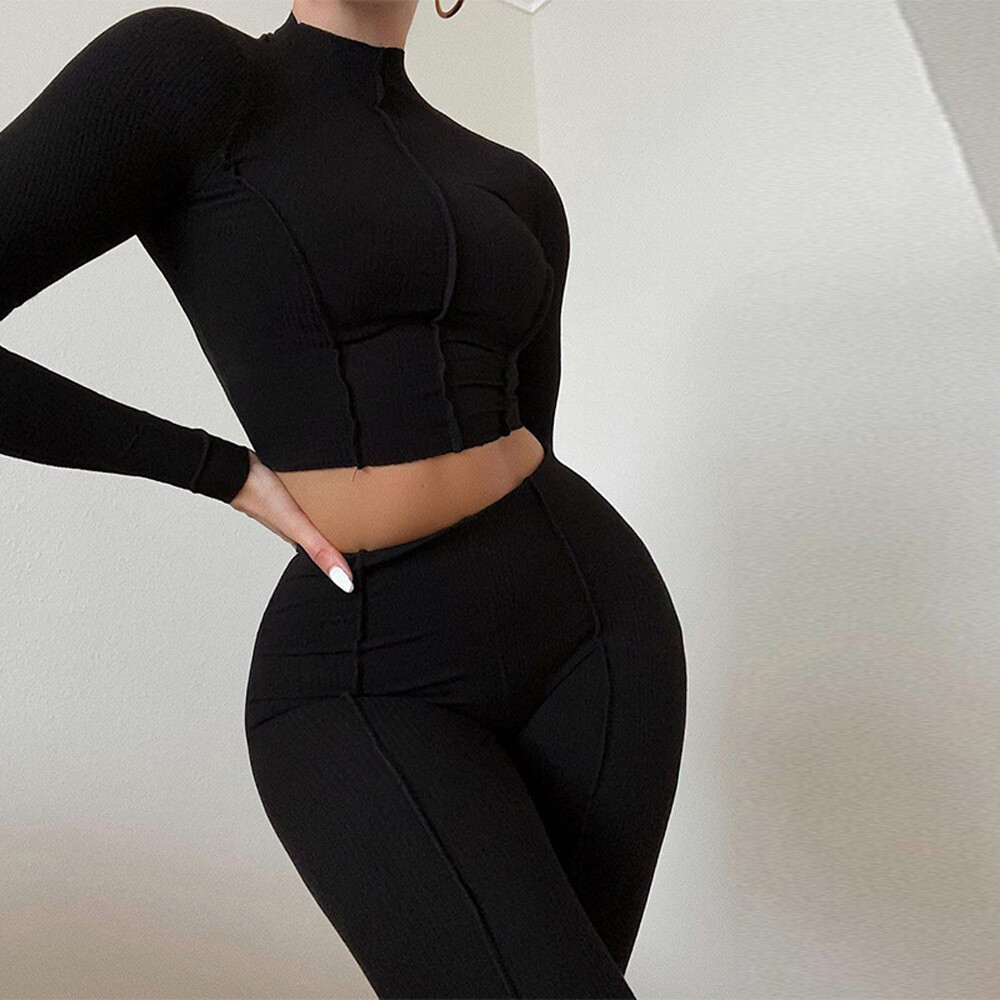  Reverse Wear Design High Waist Slim Breathable Casual Sports Suit
