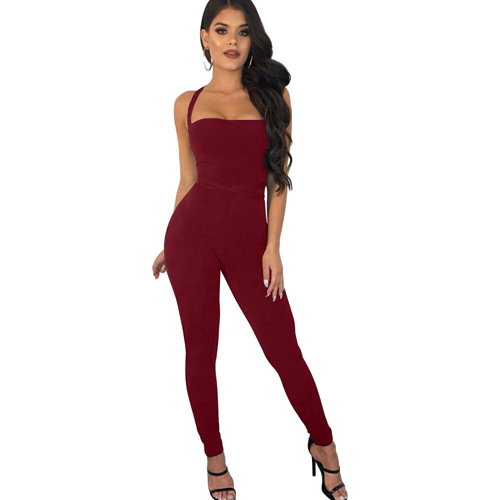 Sexy cross over back Jumpsuit