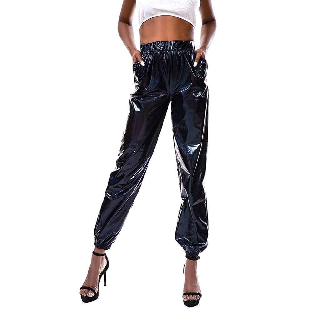 Street style tie-dye rainbow color elasticated high-waisted casual trousers 