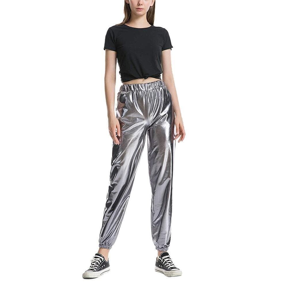 Street style tie-dye rainbow color elasticated high-waisted casual trousers 