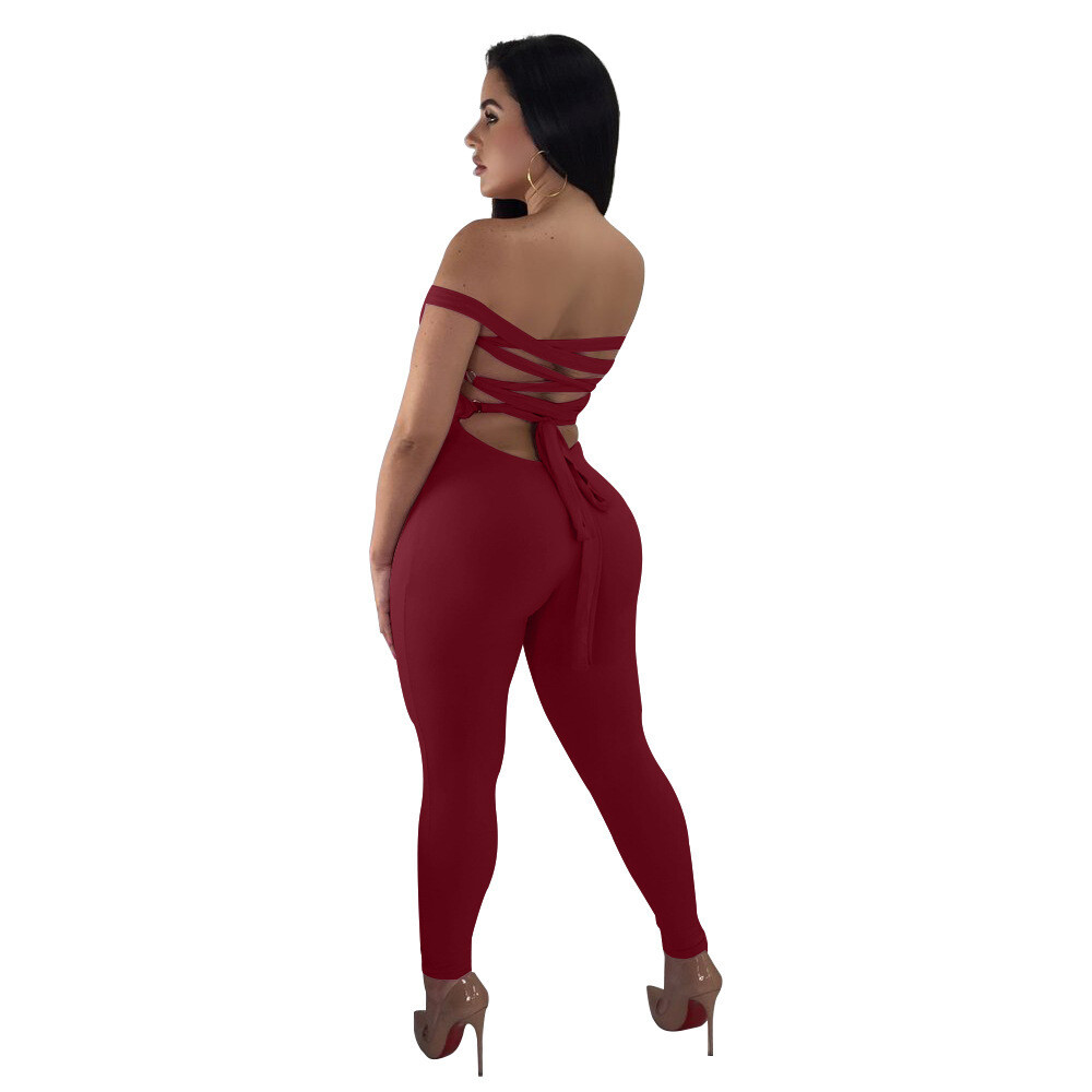 Sexy cross over back Jumpsuit