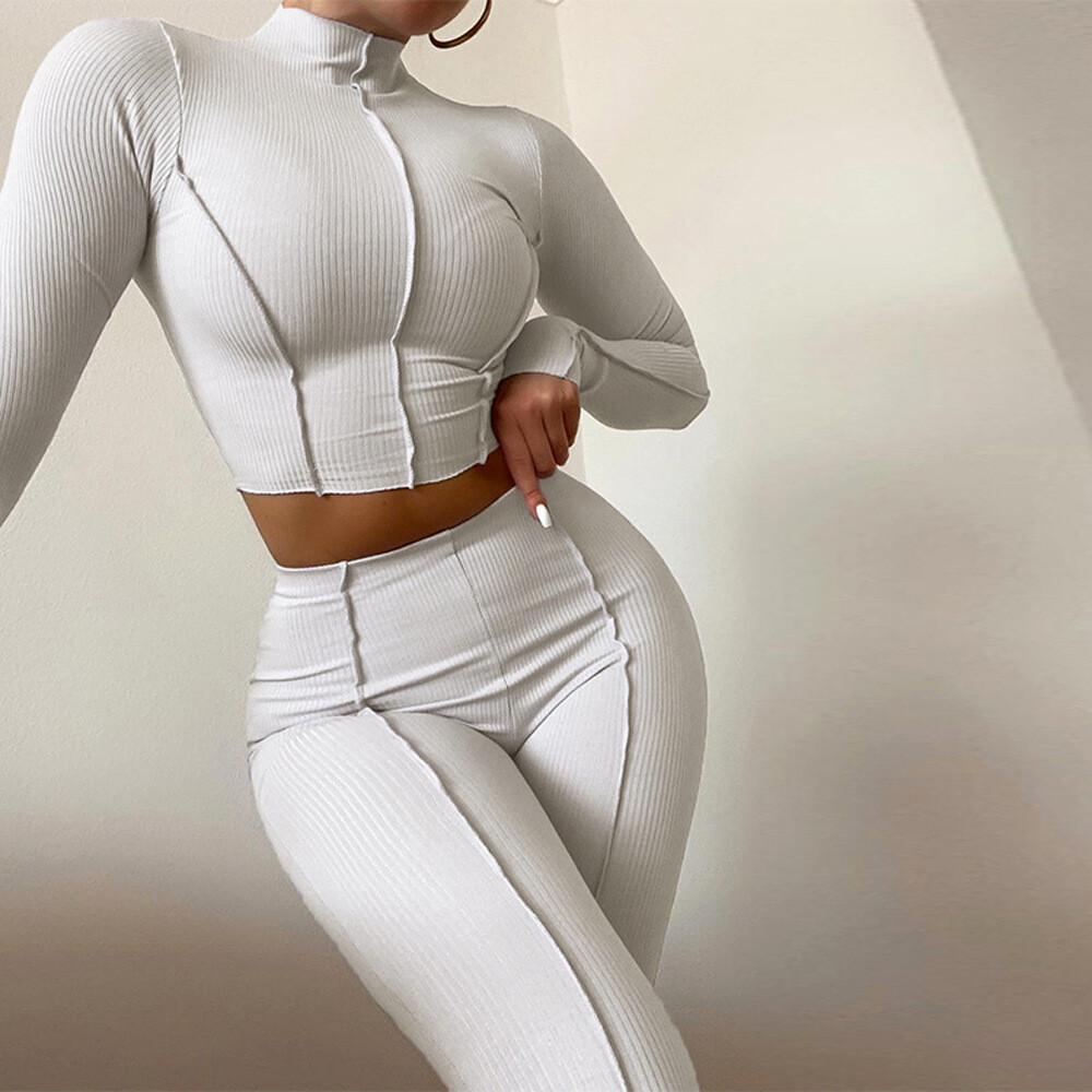  Reverse Wear Design High Waist Slim Breathable Casual Sports Suit