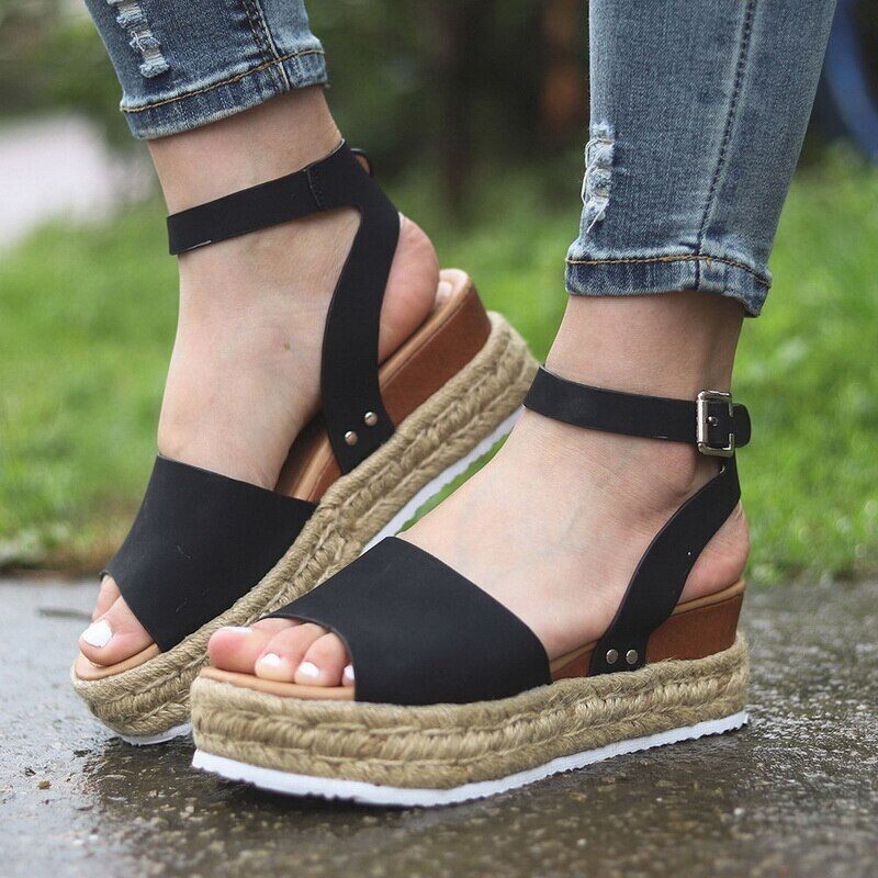 rope wedge heel light bottom sandals