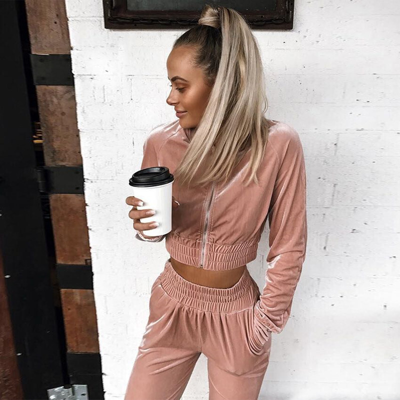 Clothes Women Sweater Winter Ladies Suit Sports Two Set